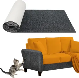 100"x16" Cat Scratch Protector Cat Anti Scratch Furniture Mat Carpet Trimmable Self-Adhesive Pad Strong Viscose Couch Protector Dark Grey