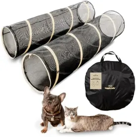 2 Connectable Large Cat Tunnels for Indoor Cats Allows XL Adult Felines to Chase and Play, Extra Long 106" Puppy, Kitten, Bunny Tubes, Pet Tunnel, Interactive Zipper Cat Tunnel, Easy to Store
