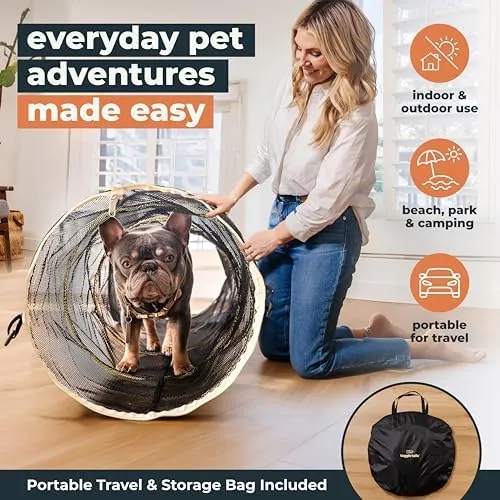 2 Connectable Large Cat Tunnels for Indoor Cats Allows XL Adult Felines to Chase and Play, Extra Long 106" Puppy, Kitten, Bunny Tubes, Pet Tunnel, Interactive Zipper Cat Tunnel, Easy to Store