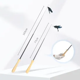 2 x Pet Cat Toys Retractable Feathers Teaser Cat Stick | Interactive Play