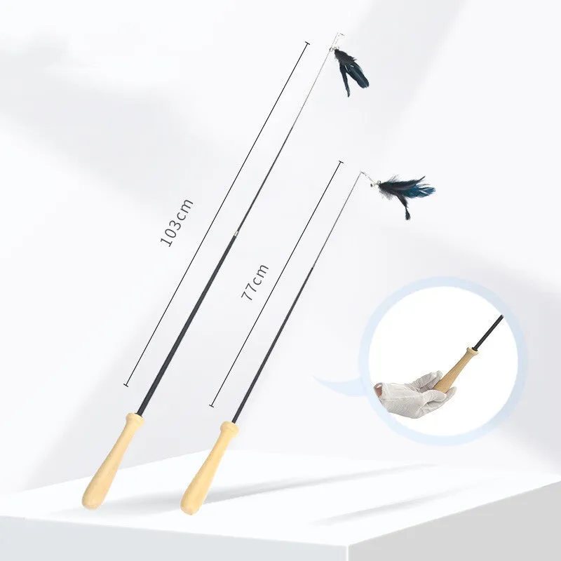 2 x Pet Cat Toys Retractable Feathers Teaser Cat Stick | Interactive Play