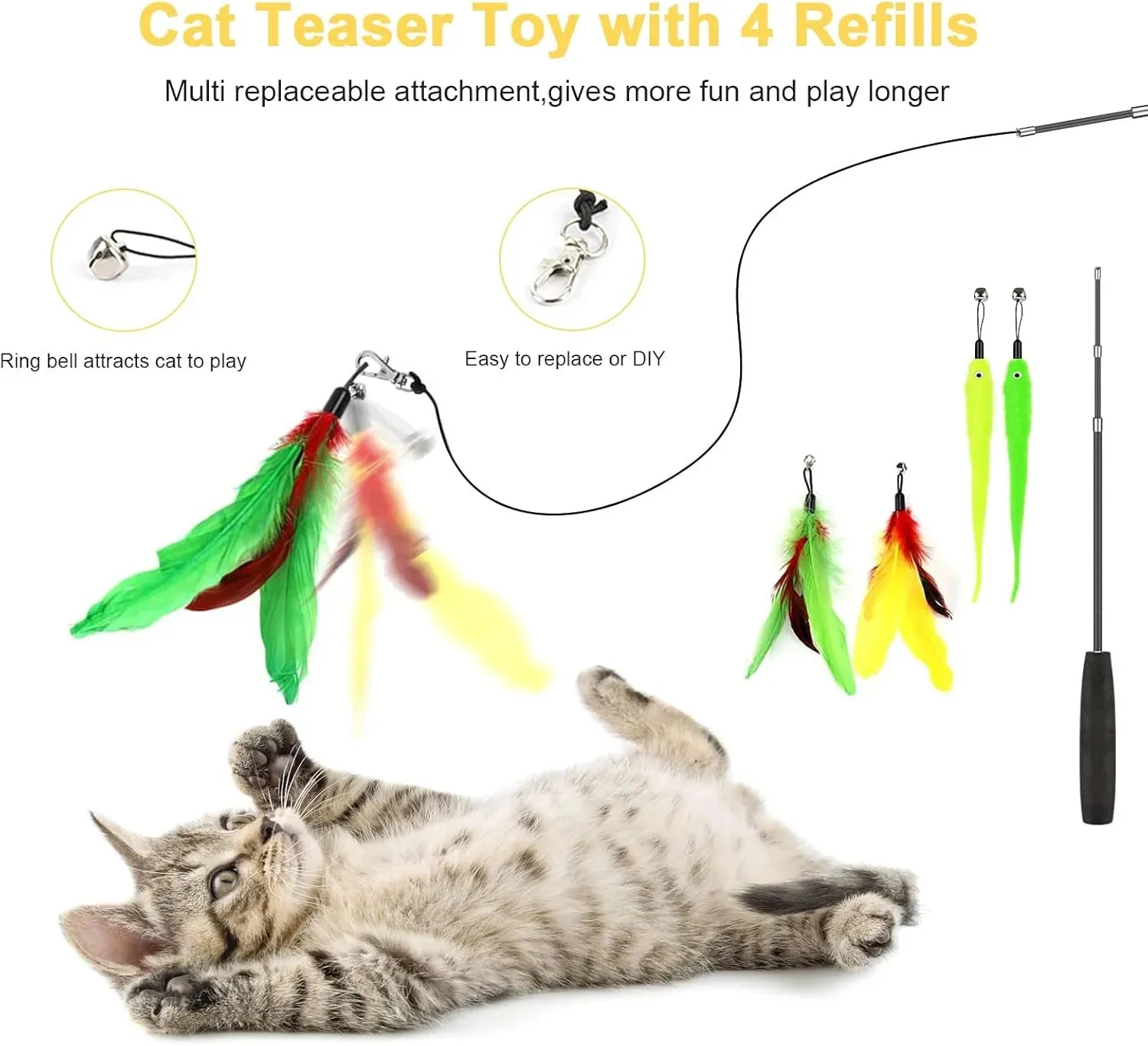 34Pcs Cat/Kitten Toy Set, Interactive Kitty Toys with Collapsible Cat Tunnels Tent