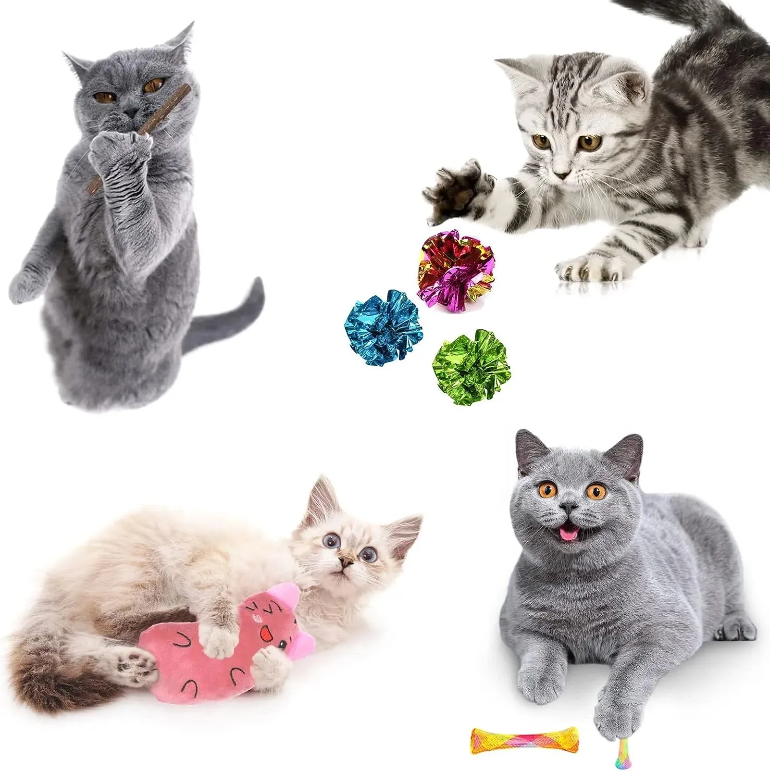 34Pcs Cat/Kitten Toy Set, Interactive Kitty Toys with Collapsible Cat Tunnels Tent