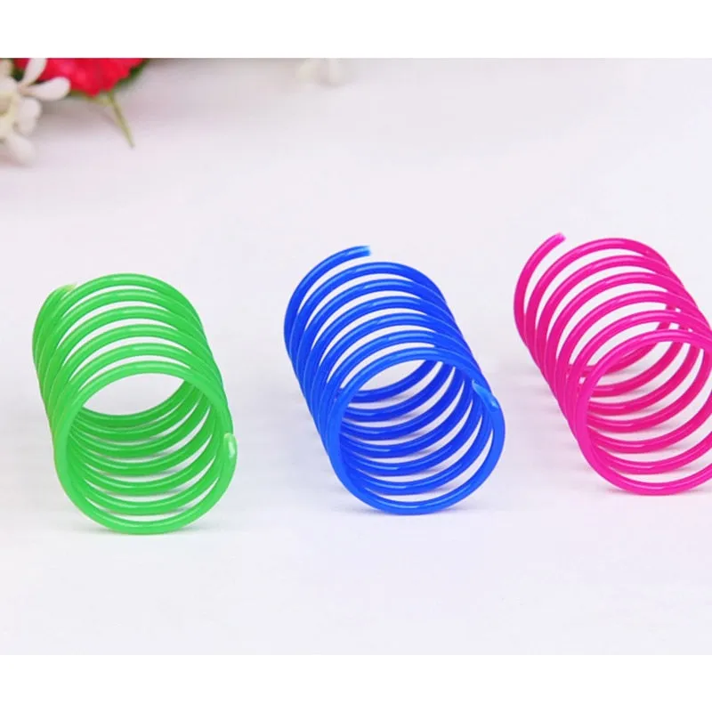 8 pieces Cat Colorful Spring Toy Creative Plastic Flexible Coil Toy