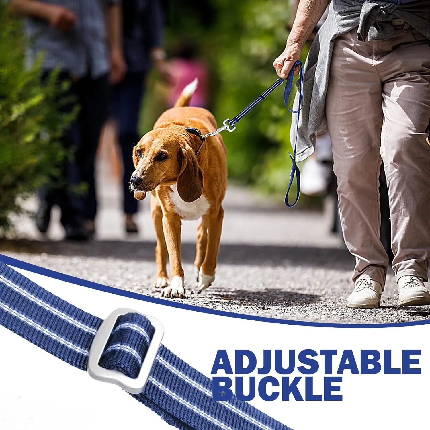 Adjustable Dog Leash with Soft Padded Handle, Reflective Long Lead for All Breeds Dogs, Heavy Duty Long Line Leash for Dog Walking and Training (Blue-L)