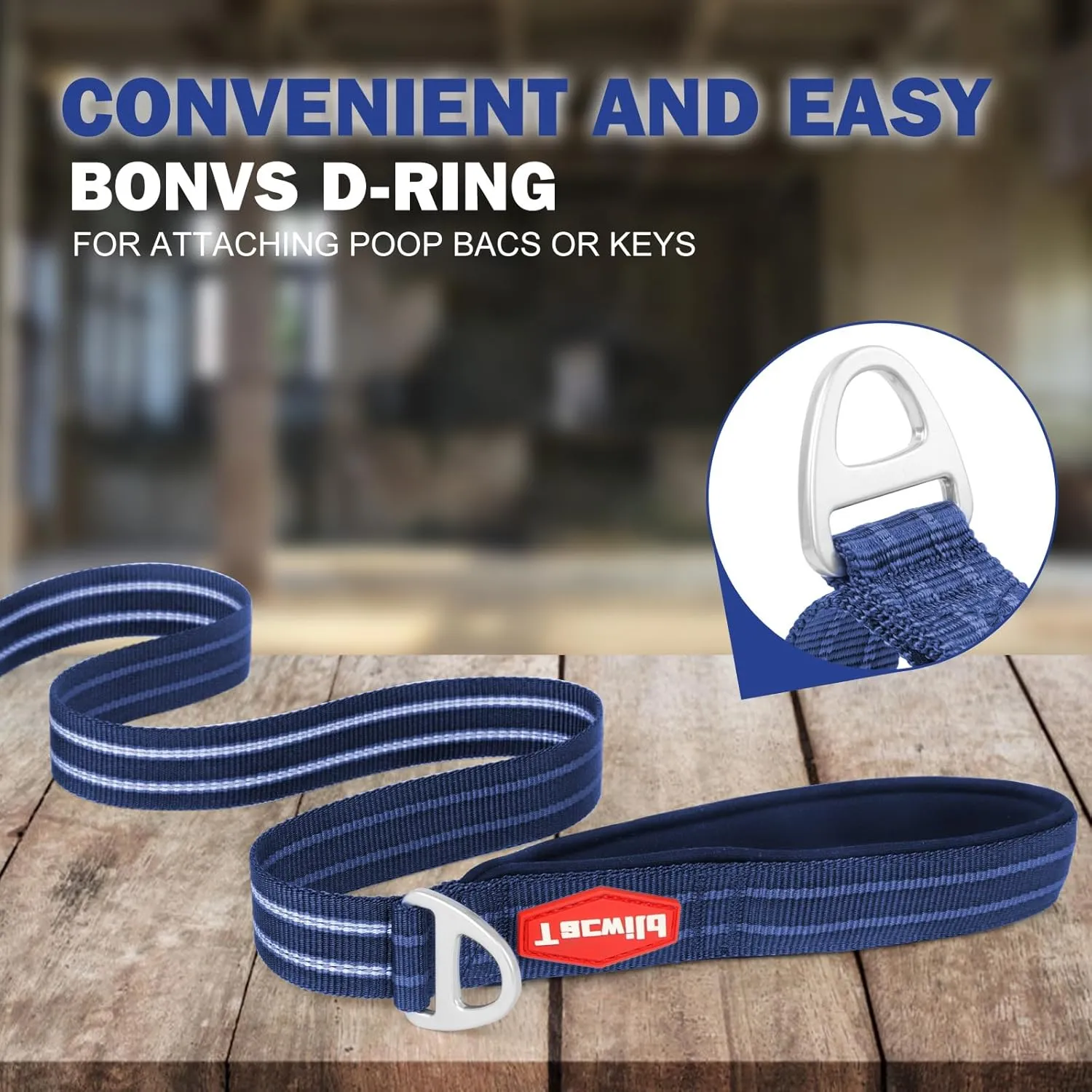 Adjustable Dog Leash with Soft Padded Handle, Reflective Long Lead for All Breeds Dogs, Heavy Duty Long Line Leash for Dog Walking and Training (Blue-L)