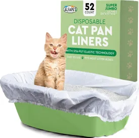 Alfapet Litter Box Elastic Liners 52 Pack-For Extra-Giant, jumbo, super-jumbo Size litter Pans- With Sta-Put Technology for Firm, Easy Fit- Quick   Clever Waste Cleaners