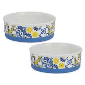 Azulejos Tile Pet Bowl Set of 2, Medium - 1.5 C. Capacity
