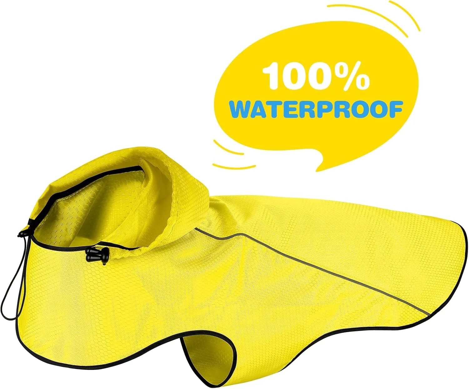 BiPawTi Dog Rain Coats for Medium Dogs Waterproof Dog Jacket, Lightweight Reflective Safety Rain Jacket, Medium Pet Raincoat with Hood/Leash Hole/Reflective Strip - Yellow, M