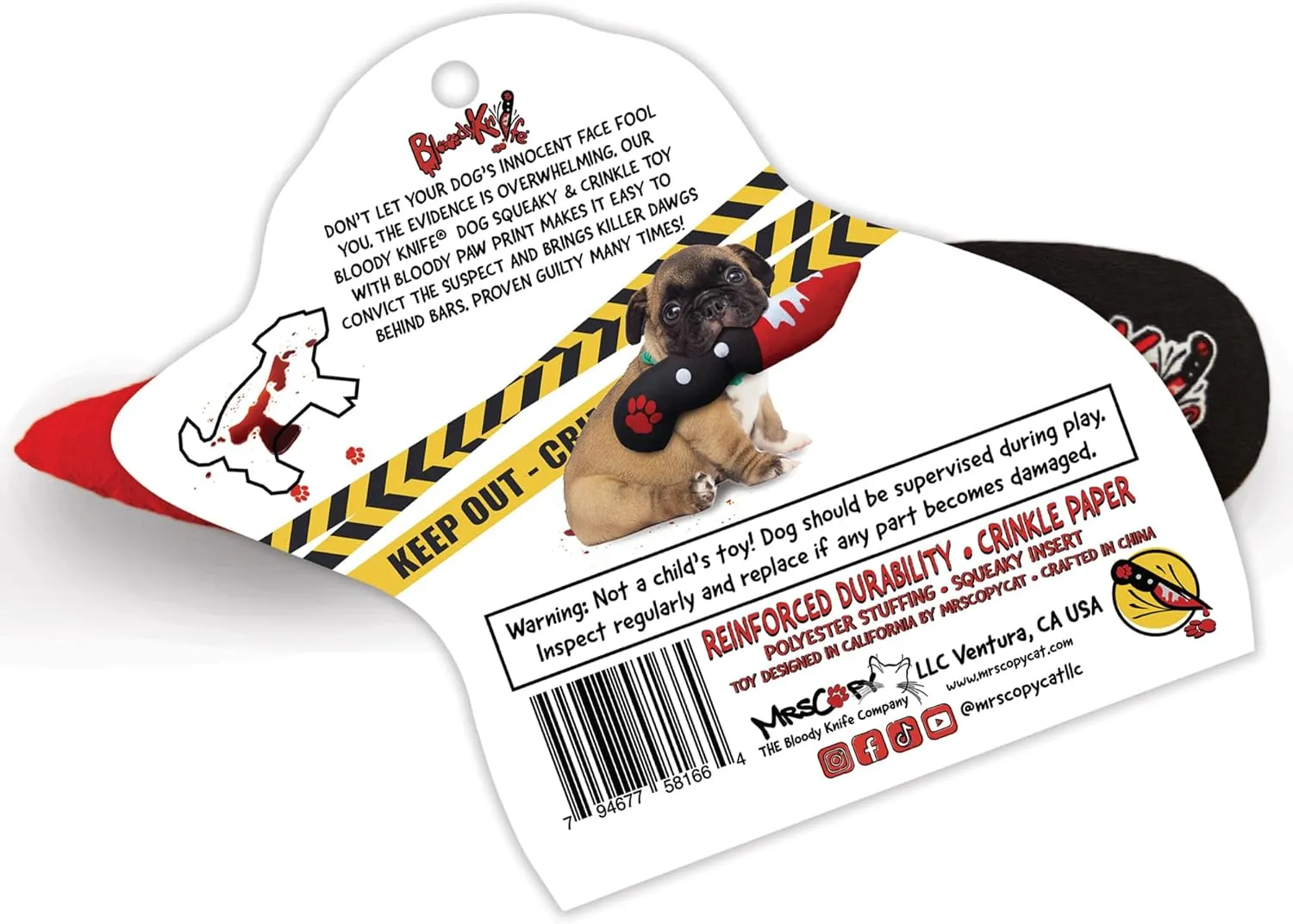 Bloody Knife Original Dog Toy (Small), Halloween Themed Squeaker & Crinkle Toy, Great for Small, Medium, Large Dog Breeds Age 24 Weeks , Interactive Play, No Chew Toy, Machine Washable