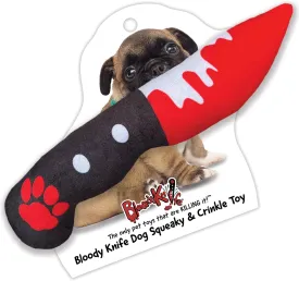 Bloody Knife Original Dog Toy (Small), Halloween Themed Squeaker & Crinkle Toy, Great for Small, Medium, Large Dog Breeds Age 24 Weeks , Interactive Play, No Chew Toy, Machine Washable