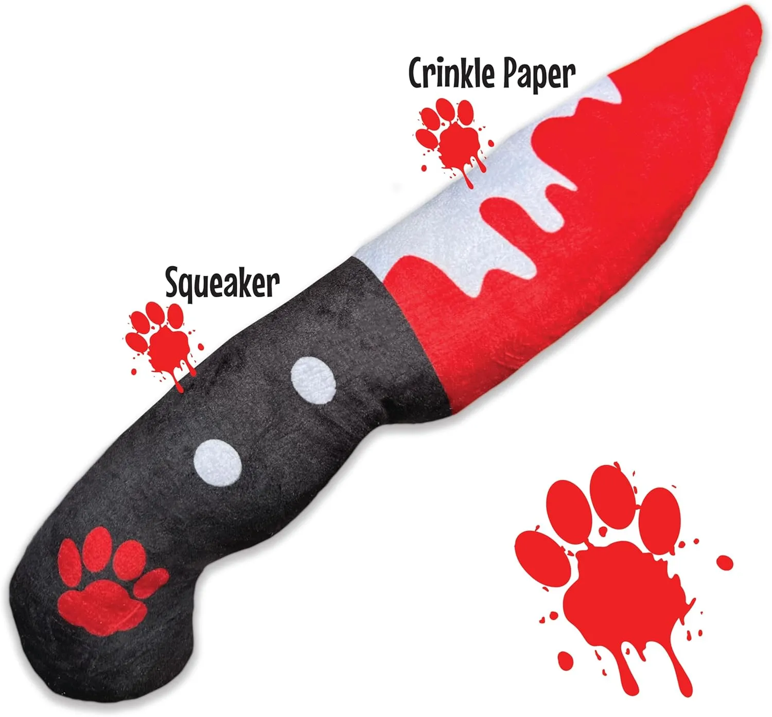 Bloody Knife Original Dog Toy (Small), Halloween Themed Squeaker & Crinkle Toy, Great for Small, Medium, Large Dog Breeds Age 24 Weeks , Interactive Play, No Chew Toy, Machine Washable