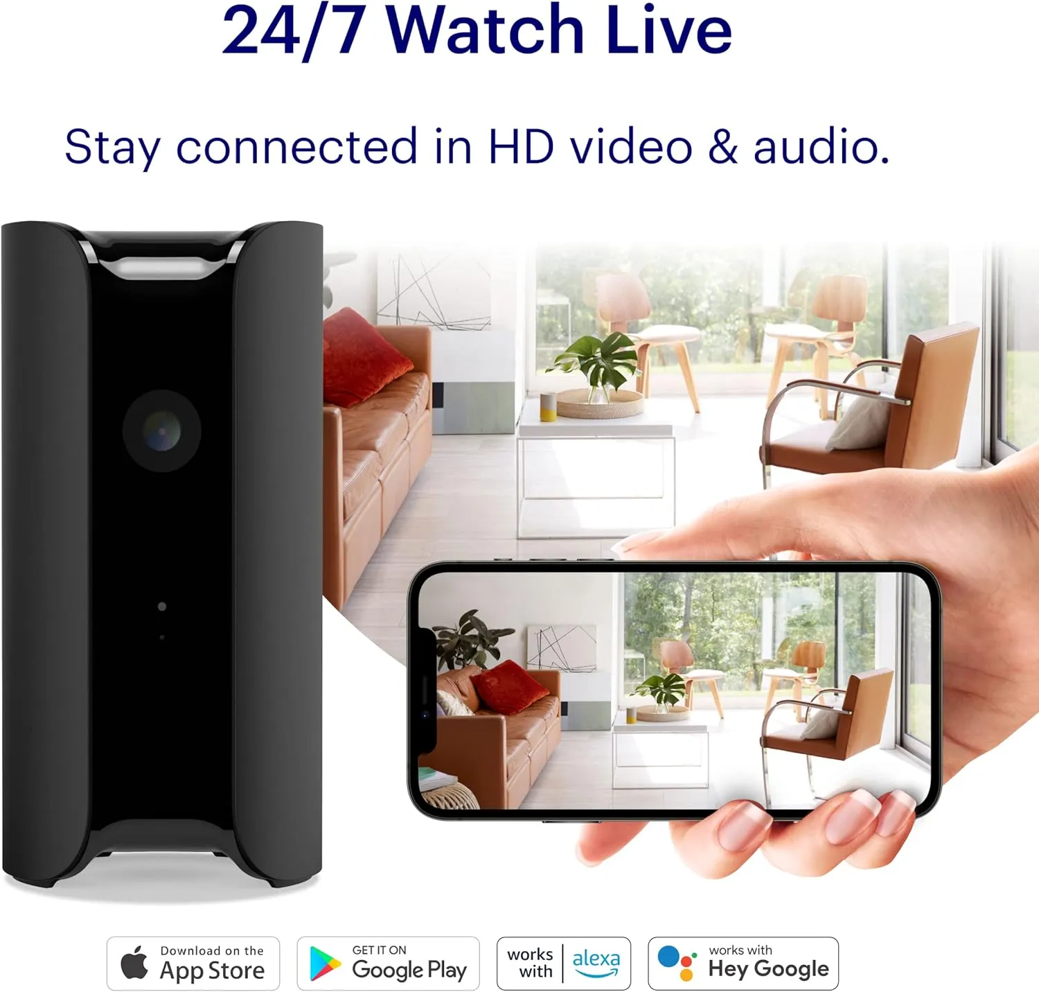 Canary View Indoor Home Security Camera 1080p HD WiFi IP | 24/7 Watch Live Video, Motion Alerts, Two-Way Talk, Night Vision, 10x Zoom, Private Mode, Compatible with Alexa, Google Assistant