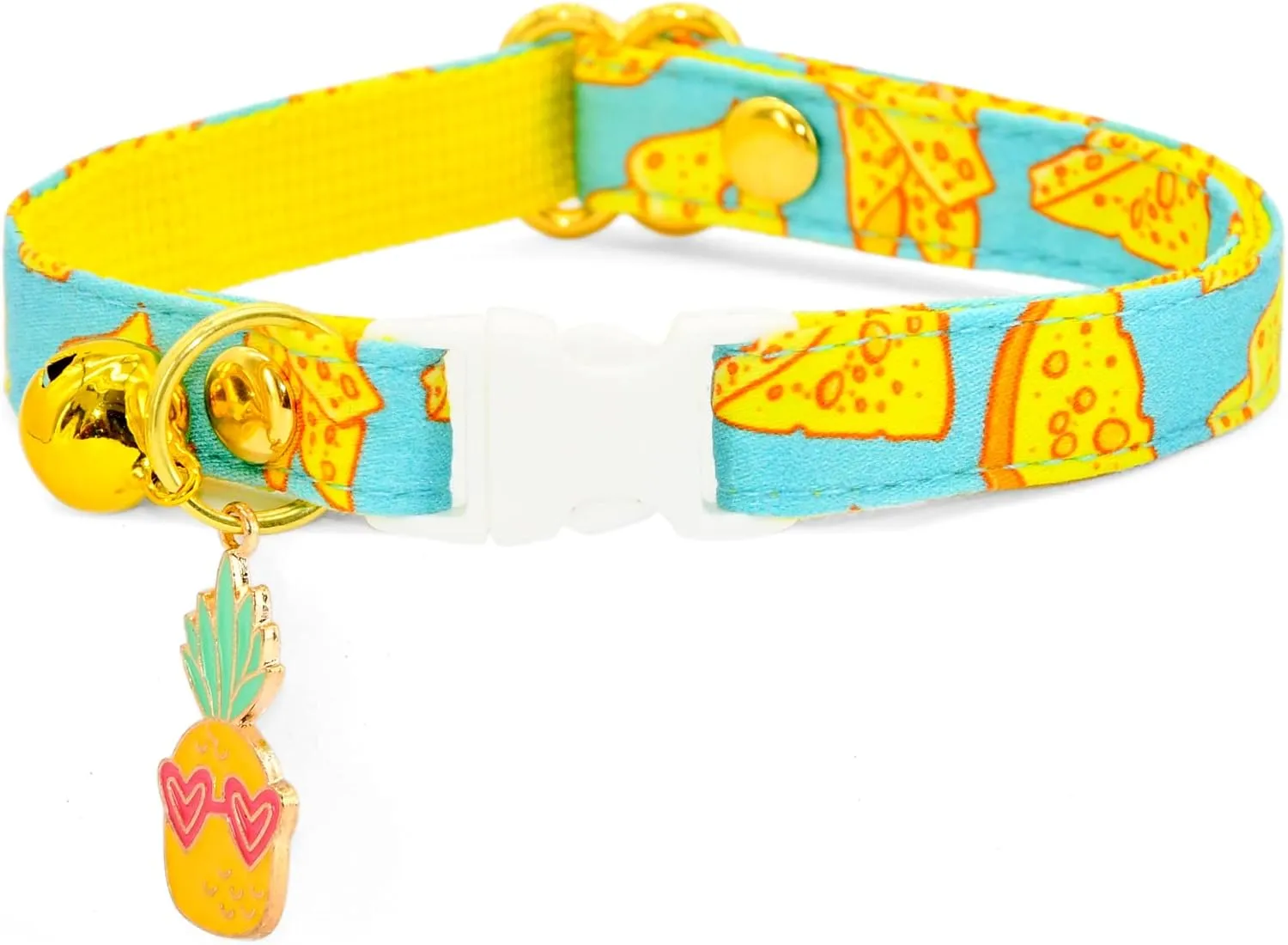 Cat Collar with Charm - Safety Cat Collar Breakaway/Foodie Cheese Lover, Fromage/Cat Gift/Cat, Kitten (6" - 10")