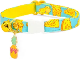 Cat Collar with Charm - Safety Cat Collar Breakaway/Foodie Cheese Lover, Fromage/Cat Gift/Cat, Kitten (6" - 10")