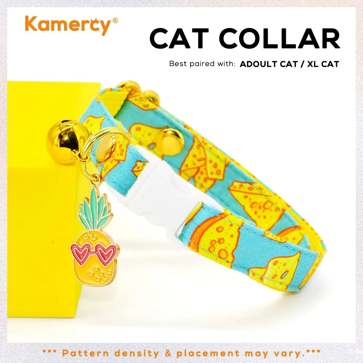 Cat Collar with Charm - Safety Cat Collar Breakaway/Foodie Cheese Lover, Fromage/Cat Gift/Cat, Kitten (6" - 10")