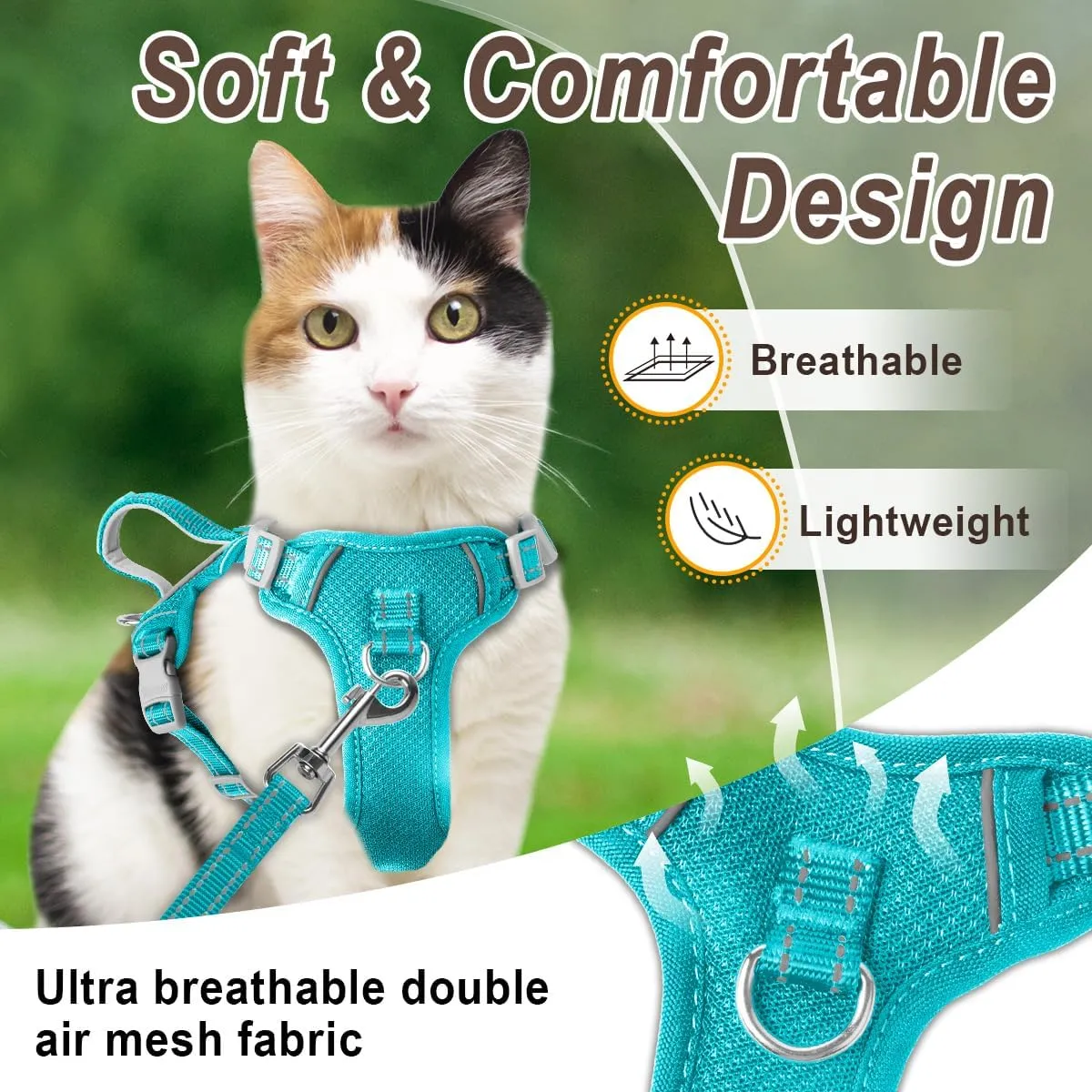Cat Harness and Leash Set for Walking Escape Proof for Small Large cat Kitten Harness with ID tag Pocket (Blue,XS)