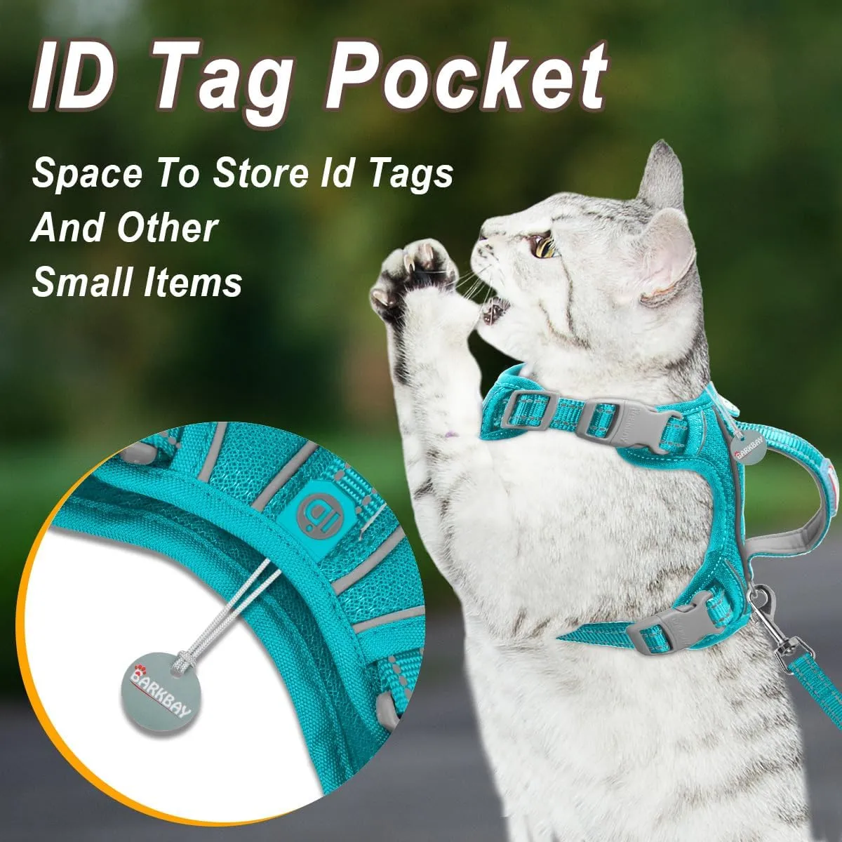 Cat Harness and Leash Set for Walking Escape Proof for Small Large cat Kitten Harness with ID tag Pocket (Blue,XS)