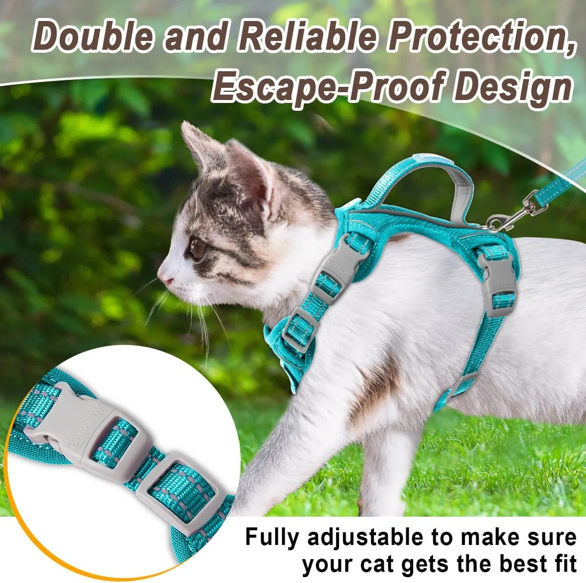Cat Harness and Leash Set for Walking Escape Proof for Small Large cat Kitten Harness with ID tag Pocket (Blue,XS)