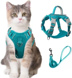 Cat Harness and Leash Set for Walking Escape Proof for Small Large cat Kitten Harness with ID tag Pocket (Blue,XS)