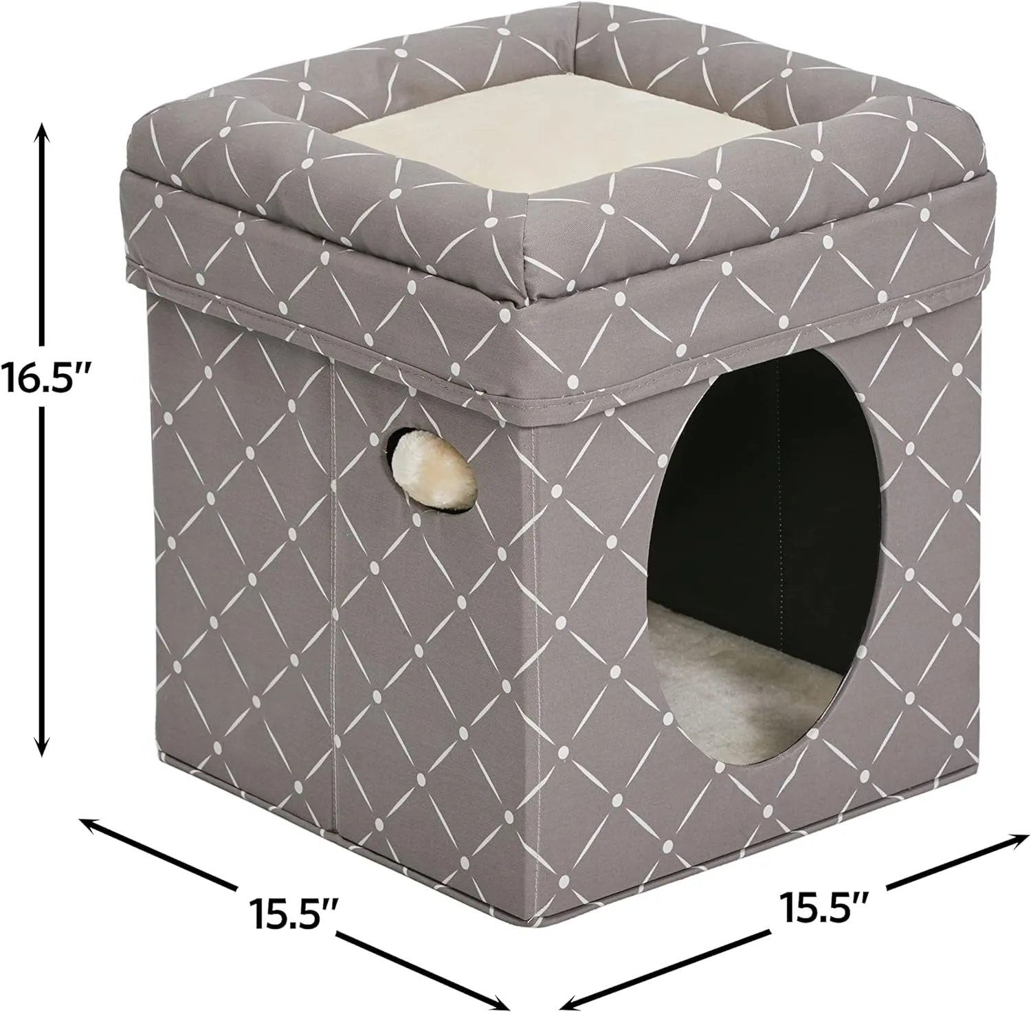 Cat Hous  in Fashionable Mushroom Diamond Print