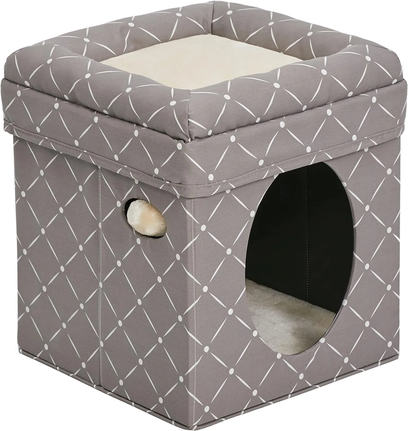 Cat Hous  in Fashionable Mushroom Diamond Print