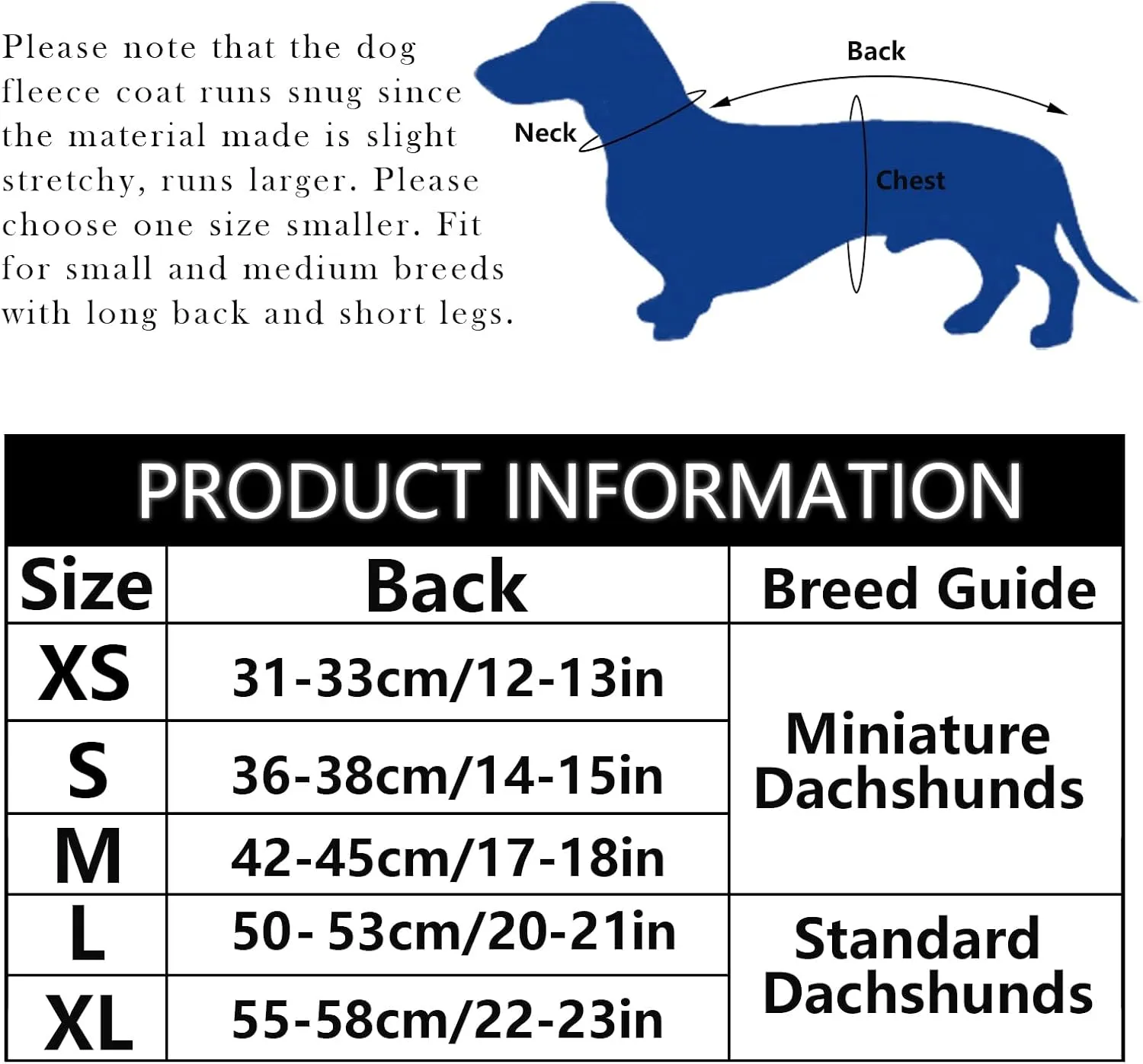 Dachshund Coats Sausage Dog Fleece Coat in Winter Miniature Dachshund Clothes with Hook and Loop Closure and high vis Reflective Trim Safety - Gray - S