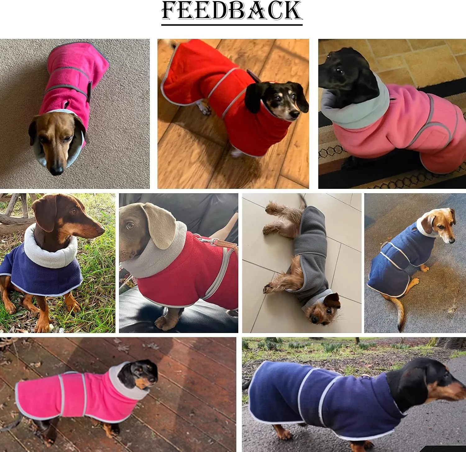Dachshund Coats Sausage Dog Fleece Coat in Winter Miniature Dachshund Clothes with Hook and Loop Closure and high vis Reflective Trim Safety - Gray - S