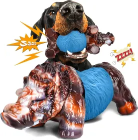 DBF Dog Chew Toys for Aggressive Chewers - Wild Boar Tough Indestructible Squeak Toy with Bacon Flavor, Durable Heavy Duty Nylon Dog Bones Toys for for Large Medium Breed(Blue)