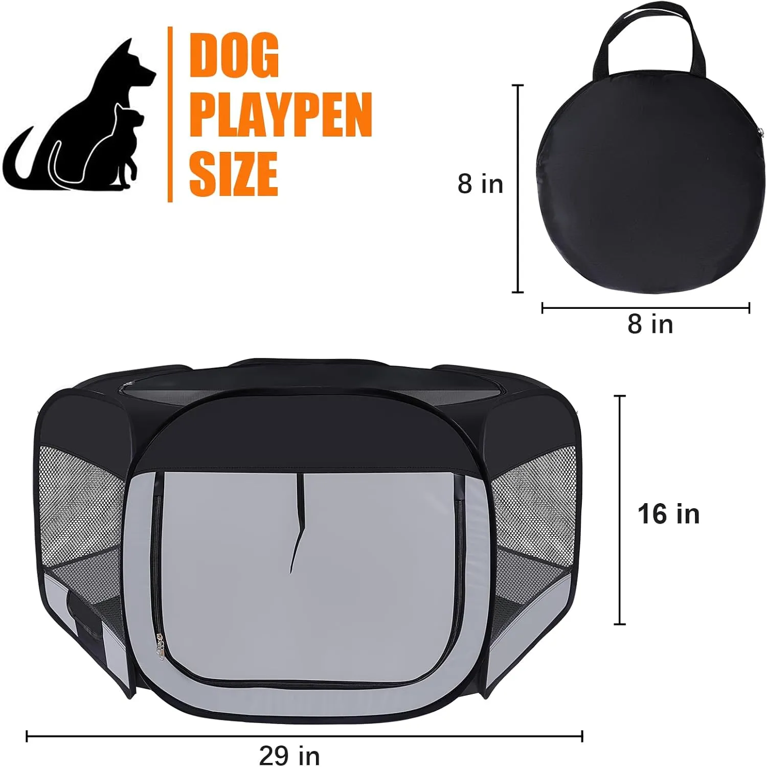 Dog Cat Playpen,Portable Pet Puppy Playpen,Rabbit Puppy Dog Play Pen for Indoors,Dogs Tent for Indoor Cats,Kitten Playpen,Collapsible Small Cats Crate Cage for Small Dogs with Carrying Case(S)