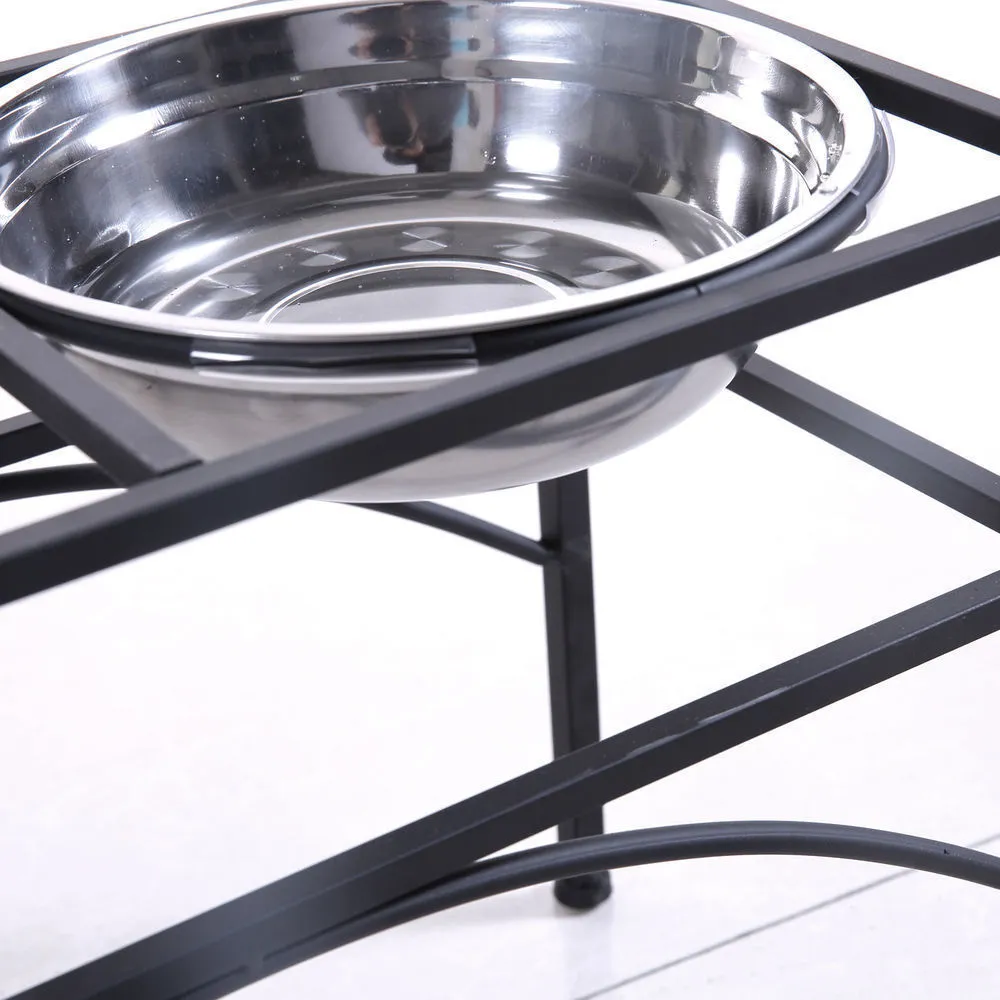 Elevated Pet Feeder Dual Bowl, Stainless Steel Dog Food/Water Stand