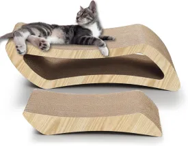 Extra Large Cat Scratcher Lounge Board, Sturdy Corrugated Cardboard, Scratching Board Lounger, Sofa Bed Reversible 2 in 1 Cat Care Furniture Includes Catnip