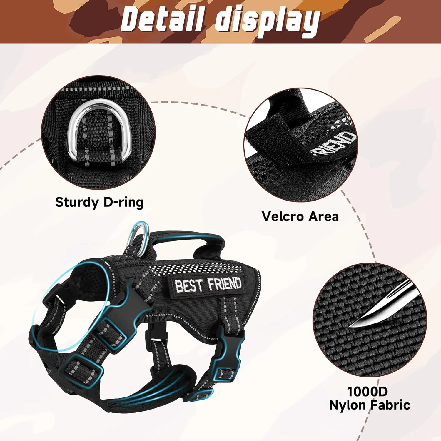 Extra Large Tactical Cat Harness with Handle, Air Mesh Adult Cat Walking Vest Harness Escape Proof, Reflective (Black, XL)