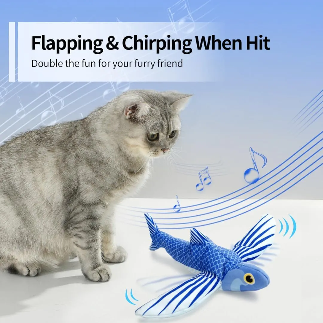 Flying Fish Touch Moving Pet chew, Plush, Interactive Small and Medium Pet Toys Cat Playing Fly Fish Automatic Sound Cat Toys.