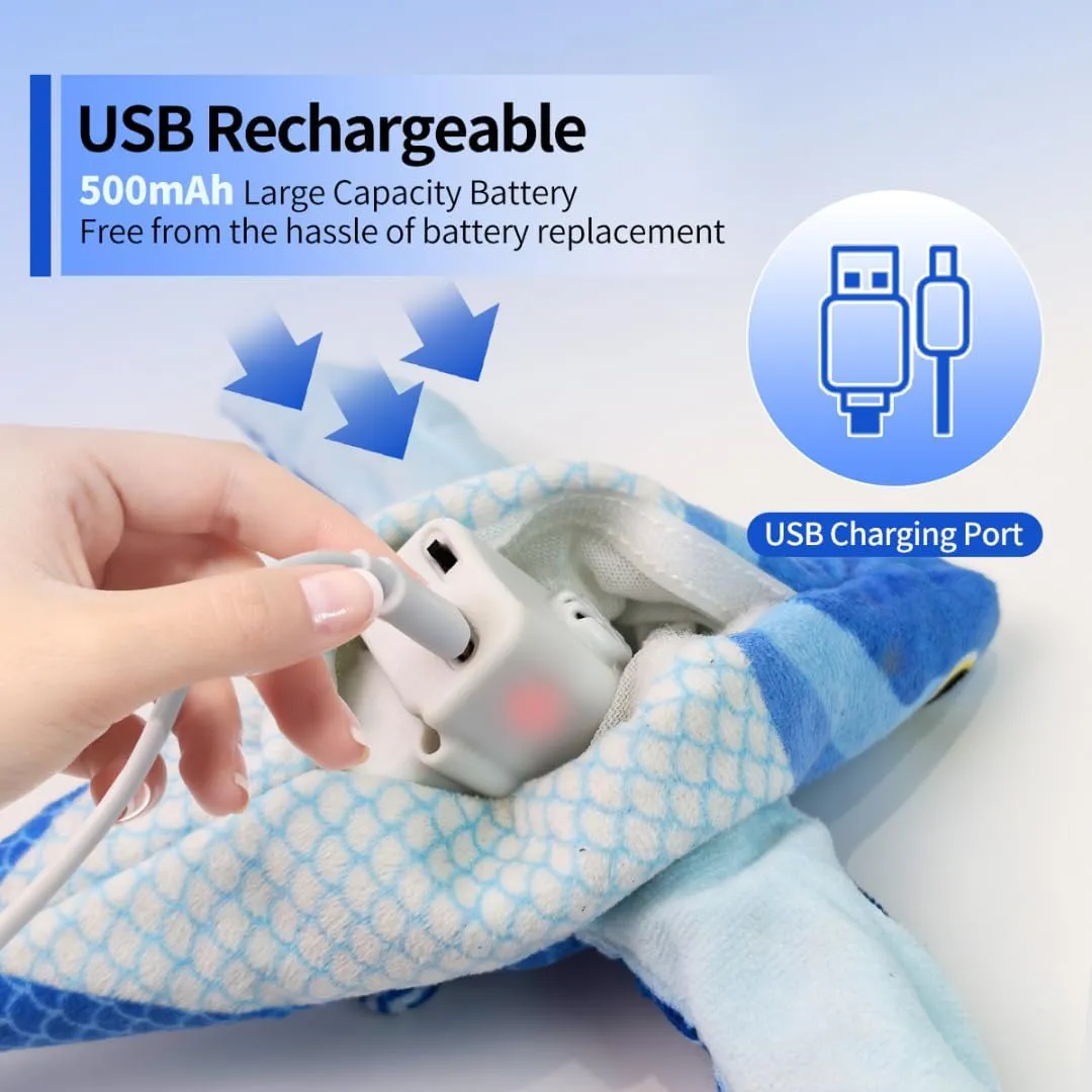 Flying Fish Touch Moving Pet chew, Plush, Interactive Small and Medium Pet Toys Cat Playing Fly Fish Automatic Sound Cat Toys.