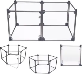 Front Row Foldable Dog Playpen  Durable and Portable Puppy Playpen for Exercise, Rest & Play  Clear Fence Panels with Aluminum Rods and Crate for Dogs and Other Small Pets (Charcoal, 6-Panel)