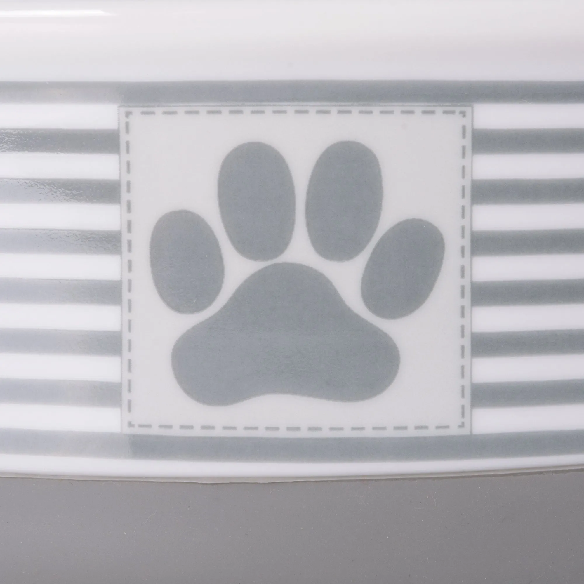 Gray Striped Paw Patch Pet Bowl Set of 2, Medium - 1.5 C. Capacity