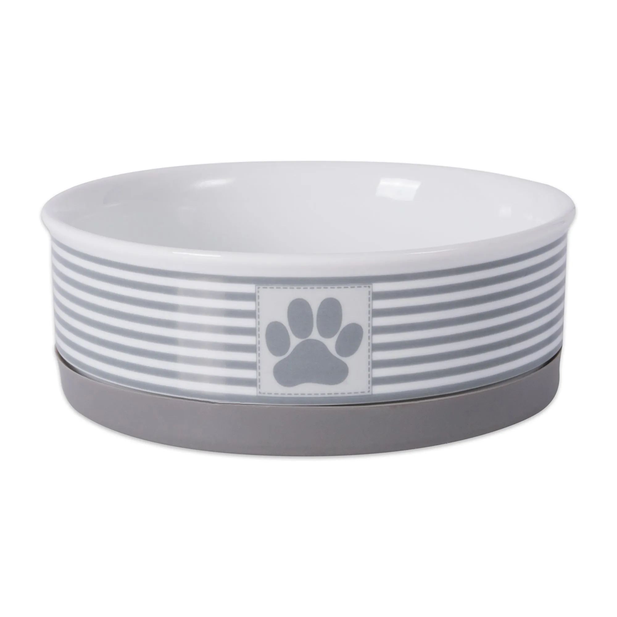 Gray Striped Paw Patch Pet Bowl Set of 2, Medium - 1.5 C. Capacity