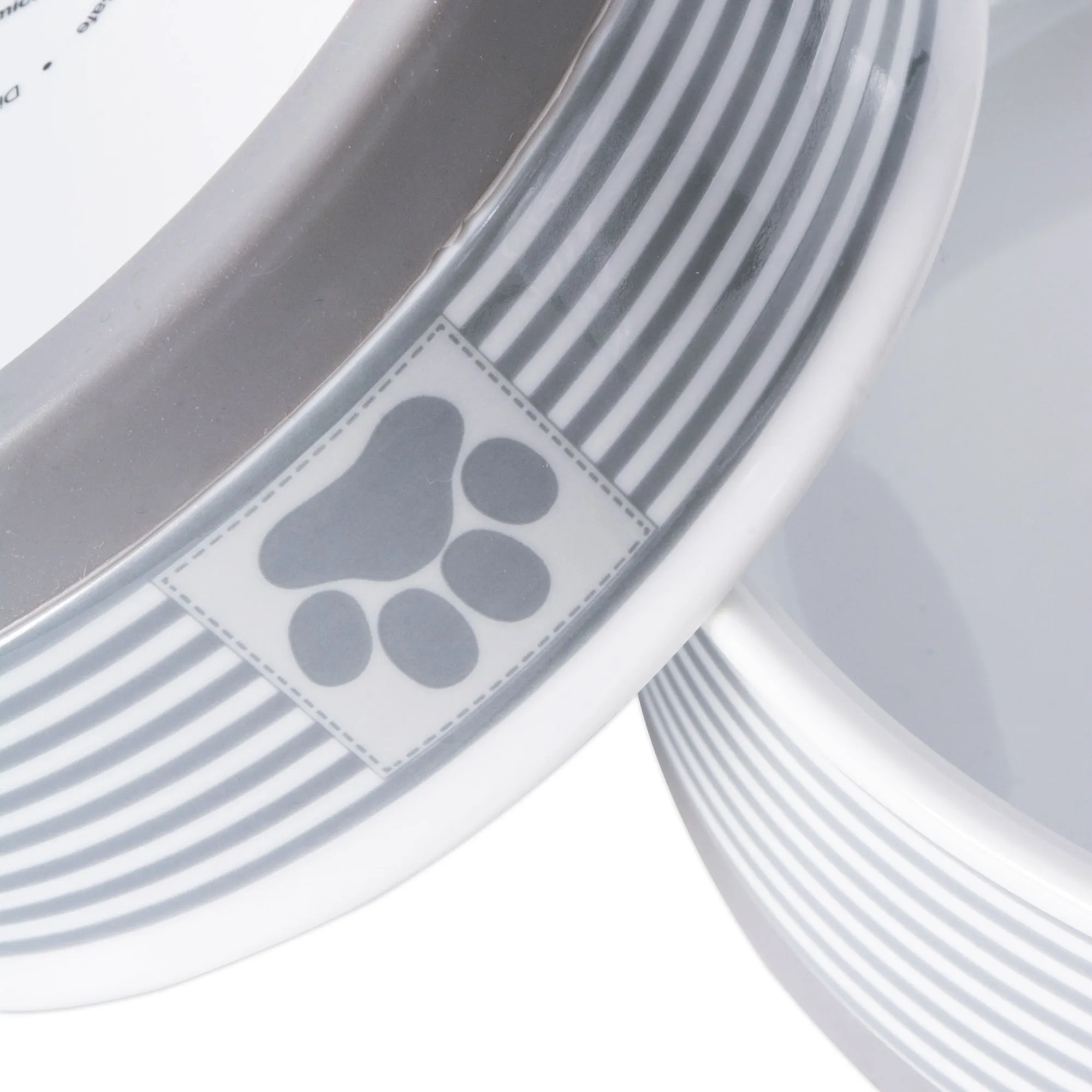Gray Striped Paw Patch Pet Bowl Set of 2, Medium - 1.5 C. Capacity