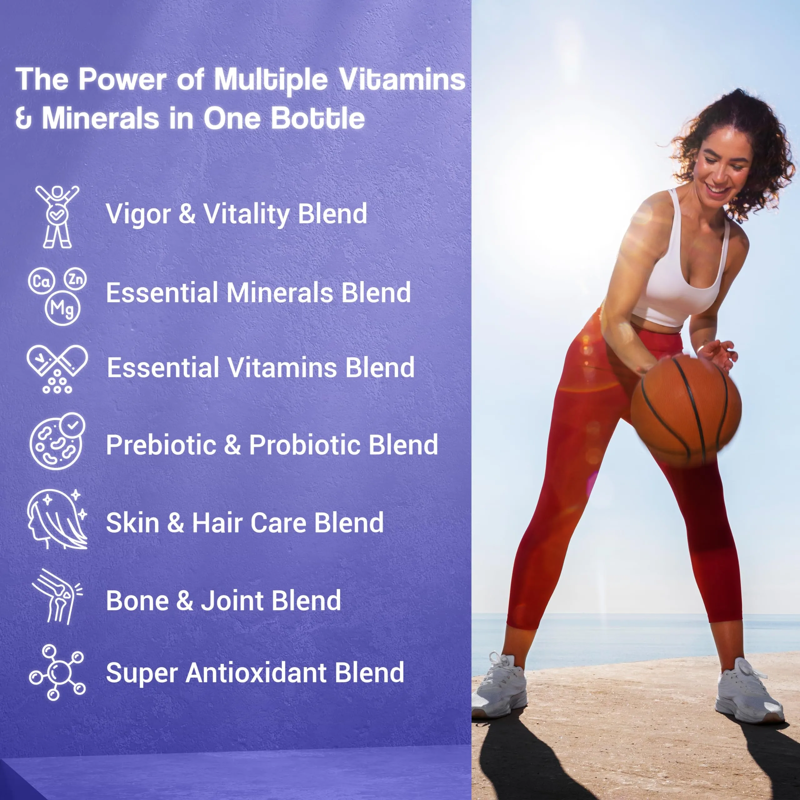 HEALTH VEDA ORGANICS PRIVATE LIMITED Multivitamin With Probiotics-45 Ingredients Supplement|Vitamin C,D,E,B3,B5,B12,Zinc,Magnesium,Giloy & Biotin-240 Veg Tablets For Men & Women (Pack Of 2)