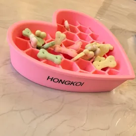 HONGKOI Silicone Slow Feeder Dog Bowls & Cat 2-in-1 Puzzle Dog Bowls Pet Food Bowls Encourages Slow Eating Lick Mat Design, Reduces Gulping, Dishwasher Fit, Ideal for All Breeds (Quartz Pink)