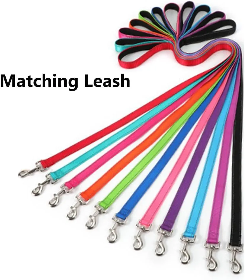 JAY D.L Reflective Dog Collar and Leash Set with Metal Buckle, Soft Sturdy Nylon Dog Collars with Quick Release Buckle, Adjustable Pet Collars with with ID Tag Ring for Small Medium Large Dogs