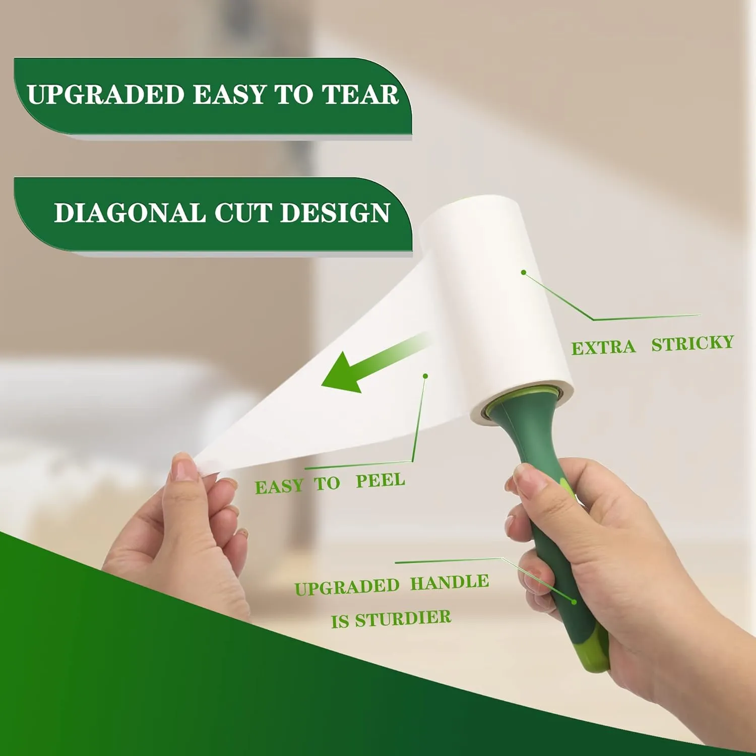 Lint Rollers for Pet Hair,1 Handles with 2 Refills, 220 Sheets Lint Remover for Cat Dog Hair, Dust,lint on Furniture,Clothes with Extra Sticky