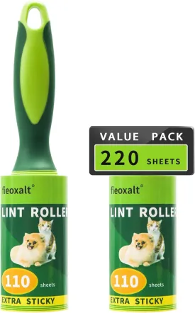 Lint Rollers for Pet Hair,1 Handles with 2 Refills, 220 Sheets Lint Remover for Cat Dog Hair, Dust,lint on Furniture,Clothes with Extra Sticky