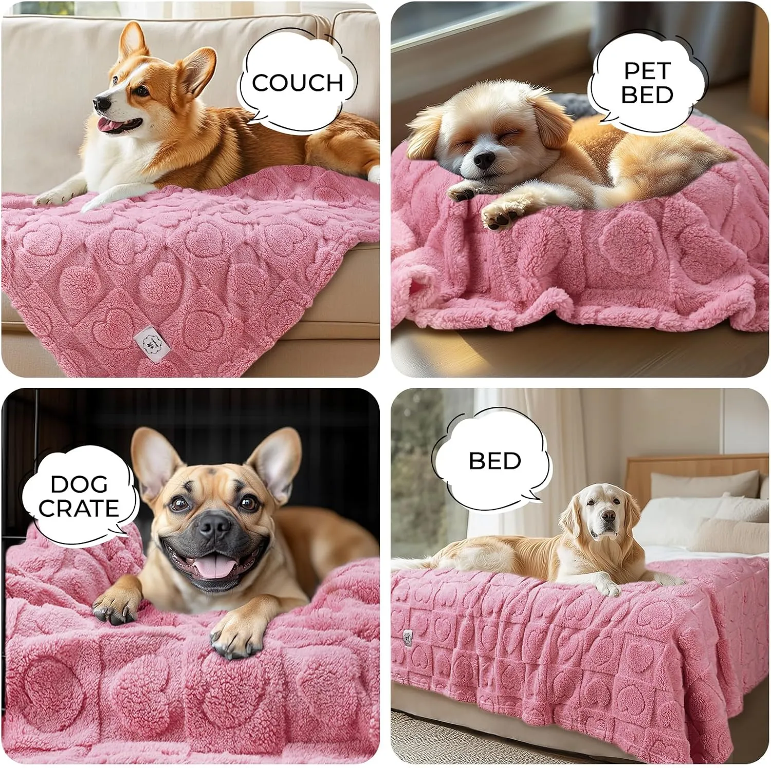 Luciphia Small Dog Blanket Washable Pet Bed Cover Soft Fluffy Puppy Couch Protector with Premium Fleece Cozy Calming Cat Blankets for Indoor Cats Pink 30x20 inch