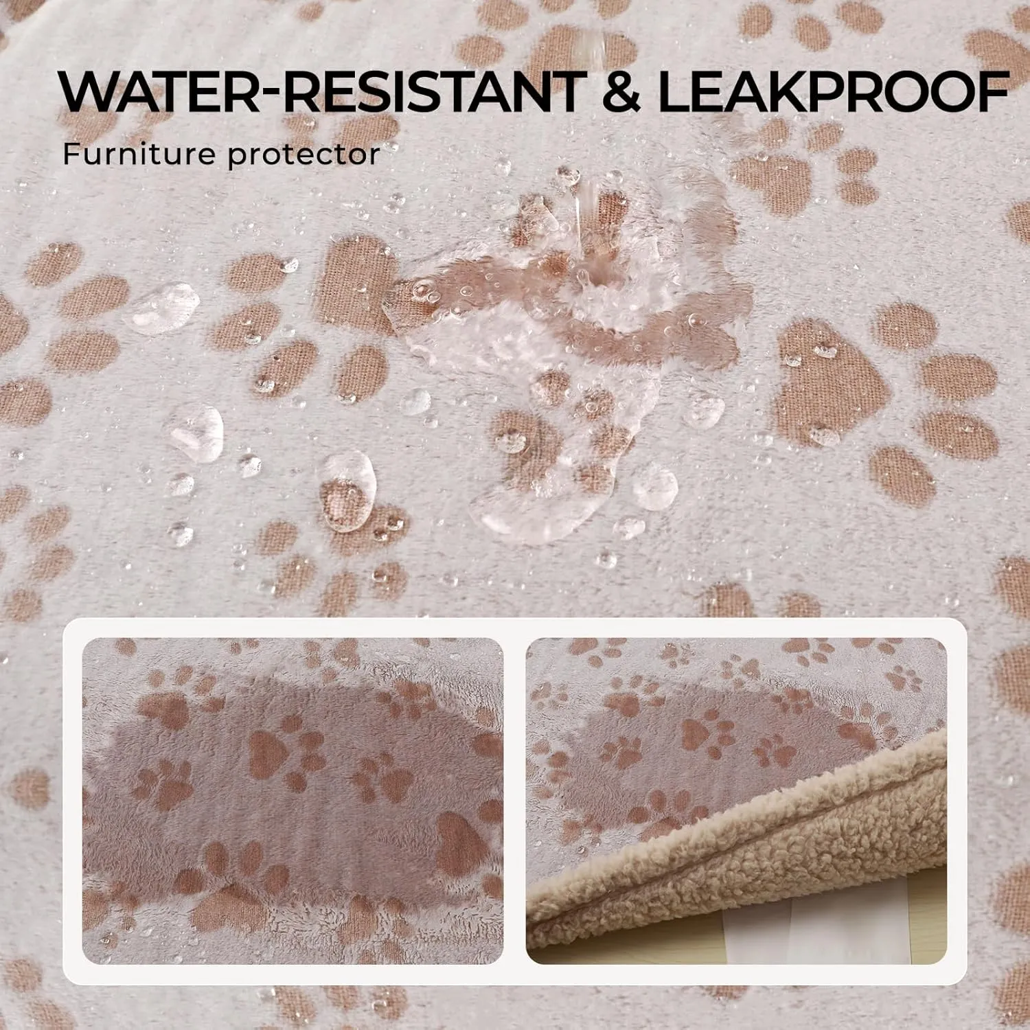 Luciphia Waterproof Pet Blankets for Couch Sofa Bed Cover Liquid Pee Proof Washable Soft Fluffy Large Dog Blanket Reversible Furniture Protection Heart Paw Khaki Small40" x 28"