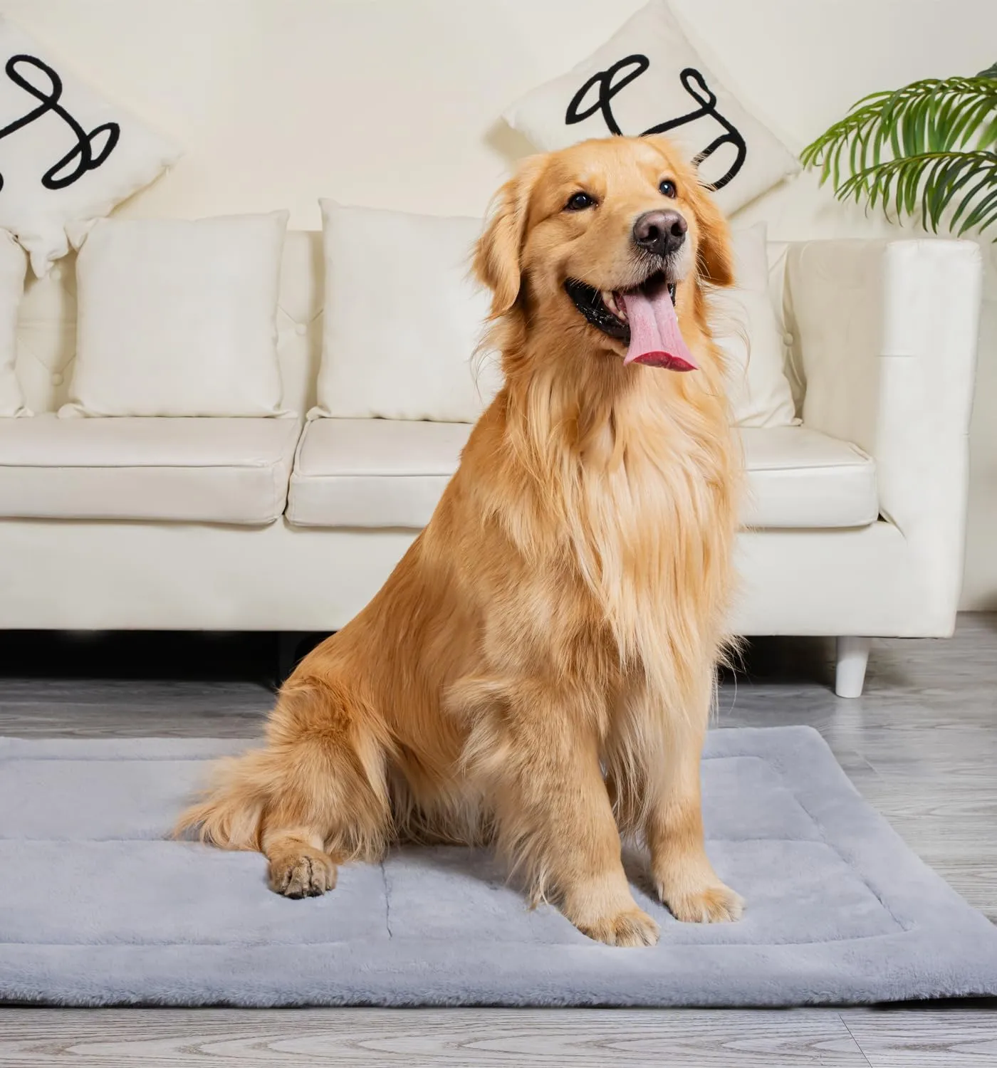 Made4Pets Dog Crate Pad Bed for Large Dogs, Washable & Reversible, Anti-Slip Kennel Mat for Cozy Sleeping, Soft Fluffy Dog Bed for Indoor & Outdoor Use, 44"x32", Gray