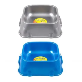 Metallic Coloured Plastic Square Pet Bowl - 22cm x 7cm