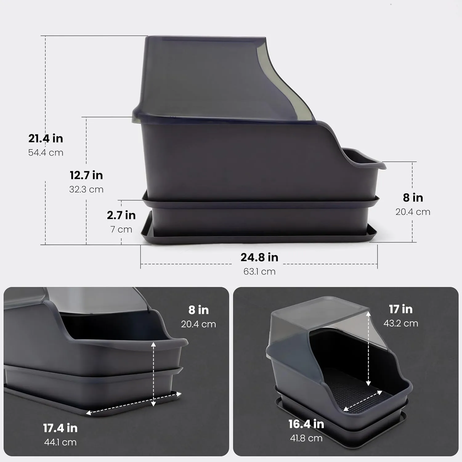 Mr Catman XX-Large Hooded Sifting Litter Box for Pine Pellets -27"x20"x17" Extra Large Cat Litter Box with Lid for Big Cats, Multi-Cat Households, High Sided Sifter Pan & XL Enclosed Waste Storage Box