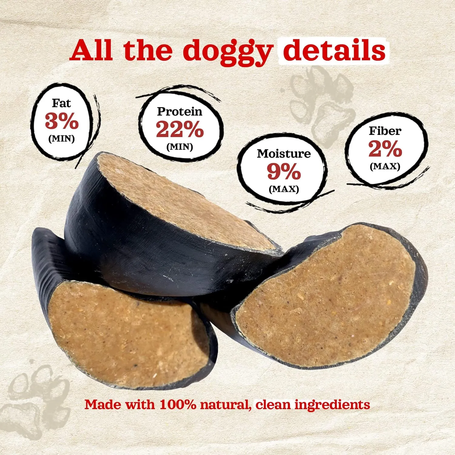Natural Farm Peanut Butter Flavor Filled Cow Hooves for Dogs (4-Pack), Long-Lasting Natural Beef Bone Treats, Best for Small, Medium & Large Dogs